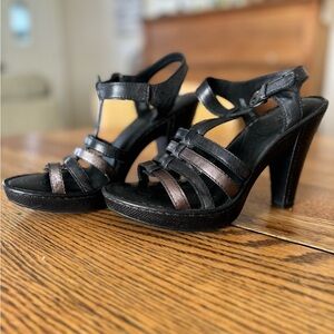 Born black leather heels